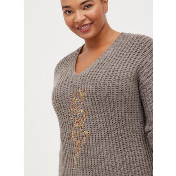 NWT Torrid 1 Lightning Bolt Chunky Pullover Tunic Sweater 1X 14 16 - Picture 3 of 9
